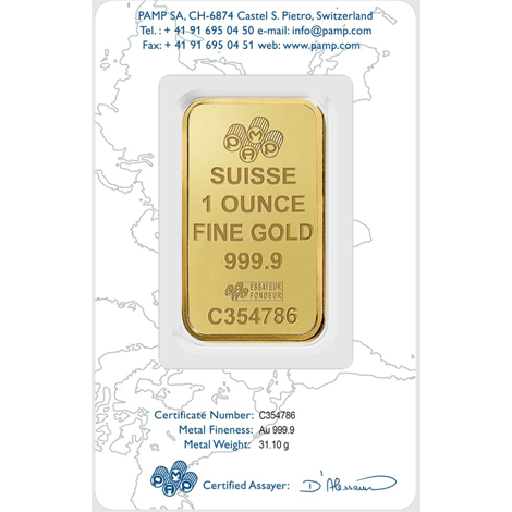 PAMP Suisse 1 Ounce Gold Bar