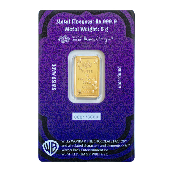 PAMP Willy Wonka Golden Ticket 5 Grams Gold Bar