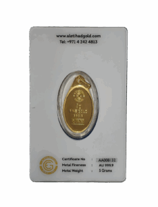 Al Etihad 5g gold pendant with daffodils design in 999.9 fine gold