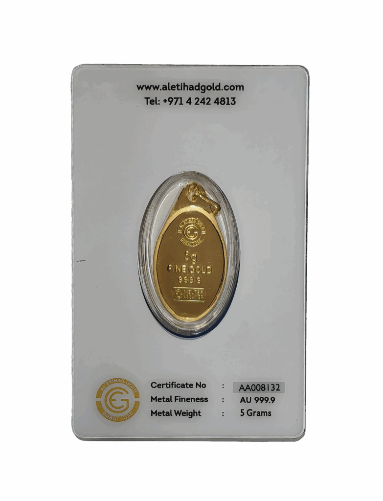 Al Etihad 5g gold pendant with daffodils design in 999.9 fine gold