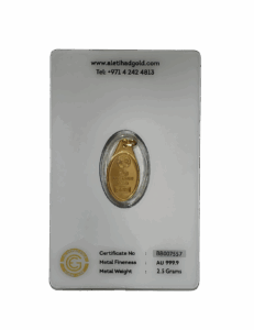 Al Etihad Mecca gold pendant 2.5 grams 999.9 pure gold with Kaaba design in secure packaging