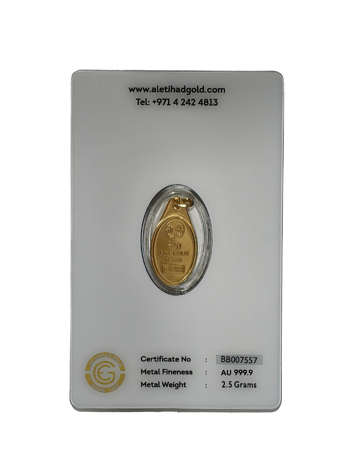 Al Etihad Mecca gold pendant 2.5 grams 999.9 pure gold with Kaaba design in secure packaging