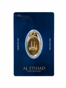 Al Etihad Mecca gold pendant 5 grams 999.9 pure gold with Kaaba design in secure packaging