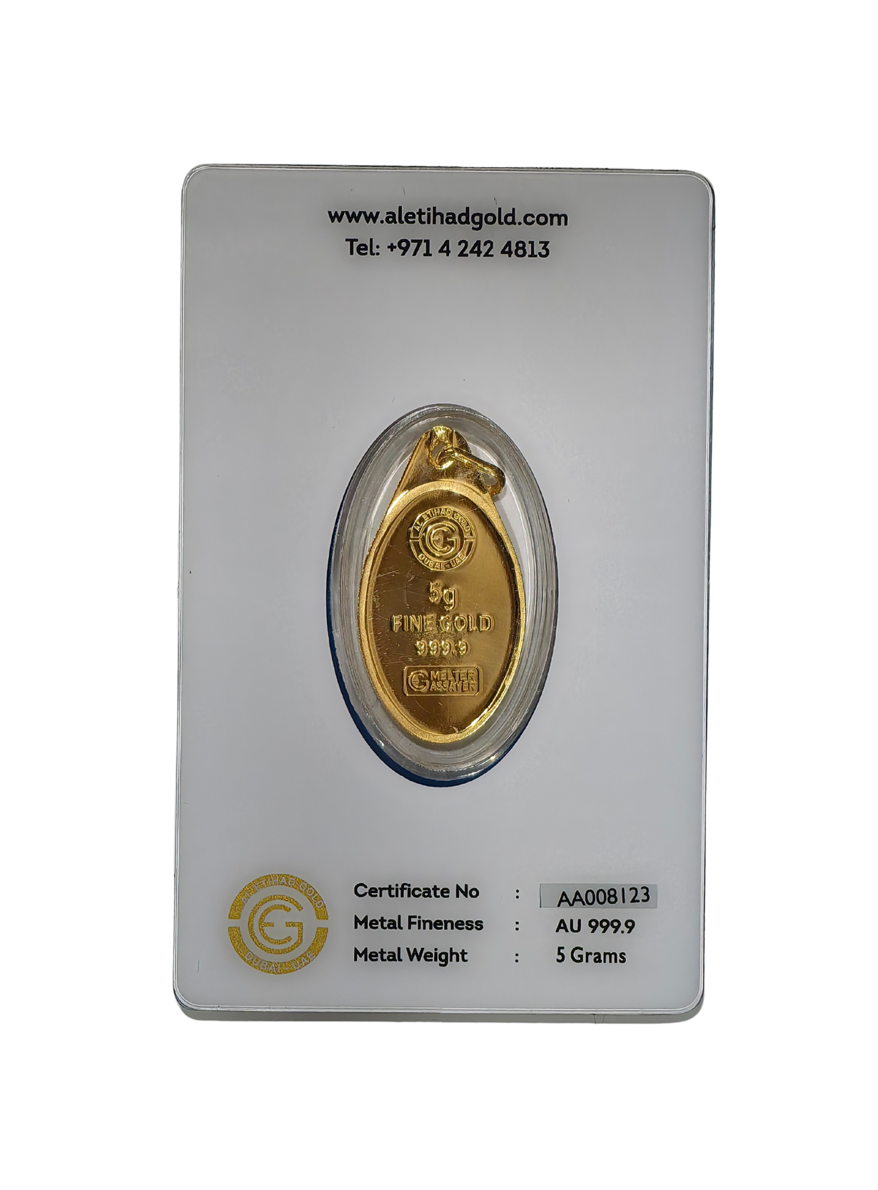 Al Etihad Mecca gold pendant 5 grams 999.9 pure gold with Kaaba design in secure packaging
