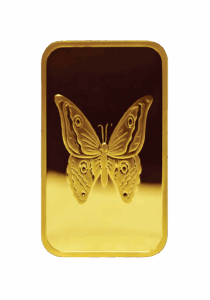 Al Etihad Butterfly grams gold bar sealed in blue security case, 999.9 fine gold from UAE