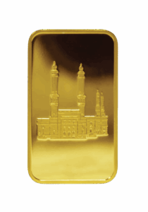Al Etihad - Mecca Grams Gold Bar – 999.9 Purity with Mecca design, certified by Al Etihad Gold, Dubai.