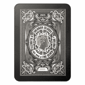 PAMP Suisse King of Spades 1oz silver coin shaped like a playing card with intricate engraved details