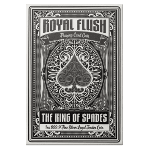 PAMP Suisse King of Spades 1oz silver coin shaped like a playing card with intricate engraved details