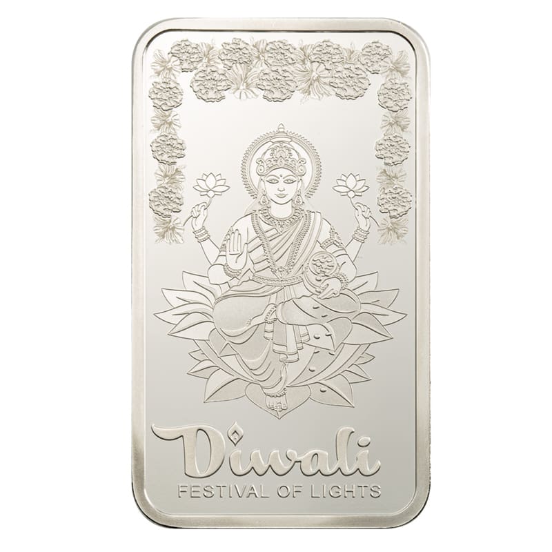 2025 PAMP Suisse Diwali Lakshmi & Rangoli 1oz Silver Bar with CertiPAMP Assay Card