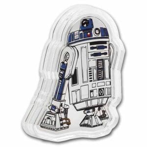 2025 Niue 1oz Silver Star Wars R2-D2 Shaped Coin – Coloured Proof with Display Packaging