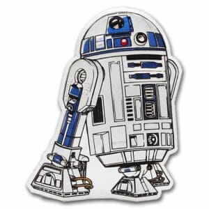 2025 Niue 1oz Silver Star Wars R2-D2 Shaped Coin – Coloured Proof with Display Packaging