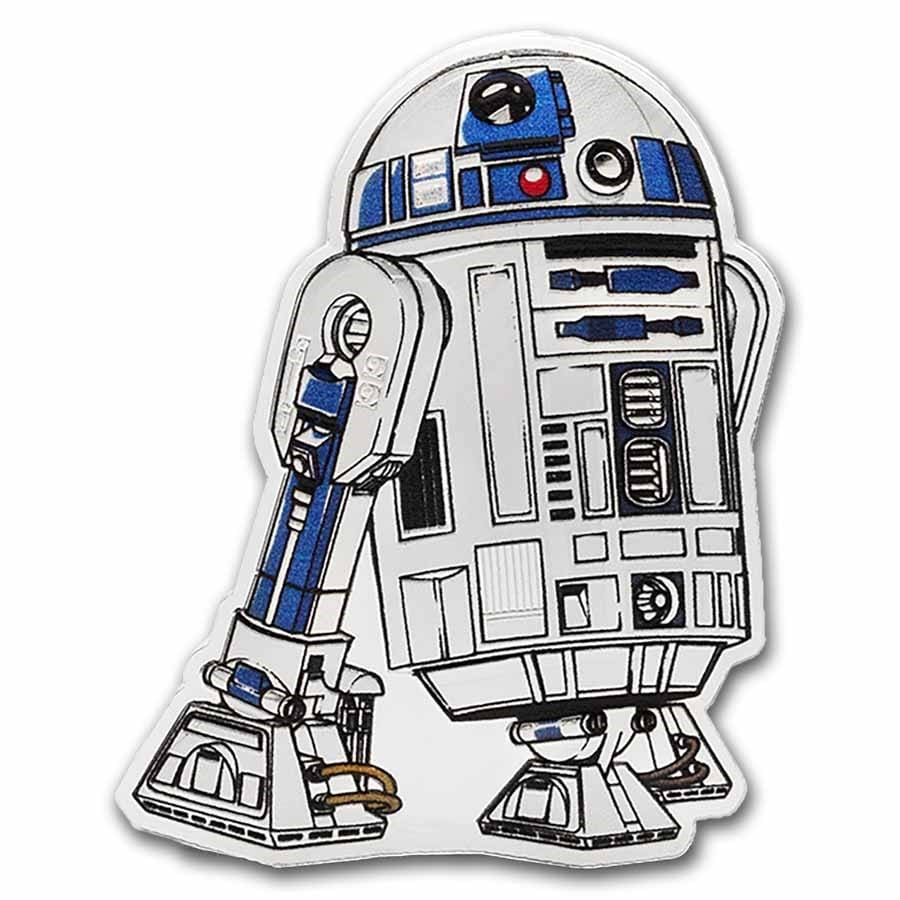 2025 Niue 1oz Silver Star Wars R2-D2 Shaped Coin – Coloured Proof with Display Packaging