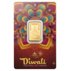 2025 PAMP Suisse Diwali Lakshmi & Rangoli 5g Gold Bar in CertiPAMP Assay Card with festive packaging