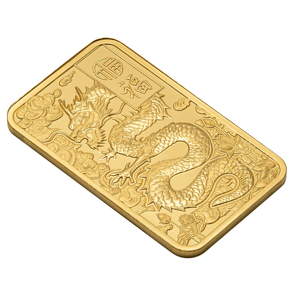2025 PAMP Suisse Good Luck Yellow Dragon 5g 999.9 Gold Minted Bar in CertiPAMP Assay Card