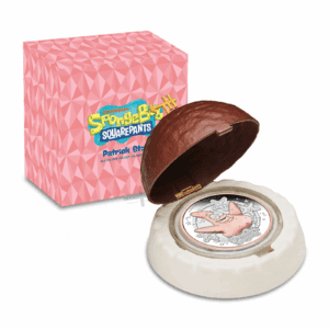 SpongeBob SquarePants Patrick Star 2025 2oz Silver Proof Gilded Coin by The Perth Mint – 22-carat pink gold gilded collectible