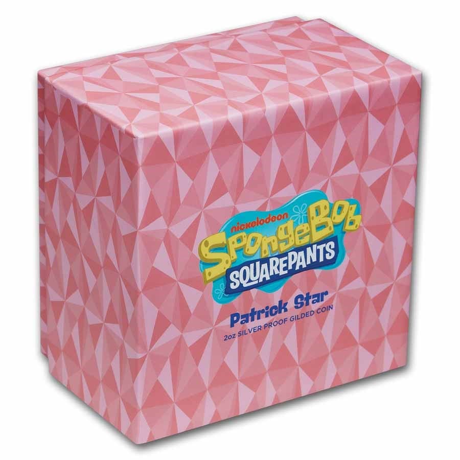 SpongeBob SquarePants Patrick Star 2025 2oz Silver Proof Gilded Coin by The Perth Mint – 22-carat pink gold gilded collectible