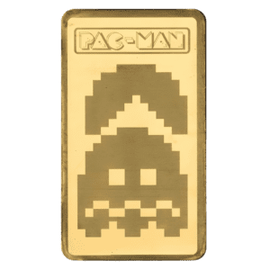 PAC-MAN 45th Anniversary 1g gold bar sealed in assay card with retro game design