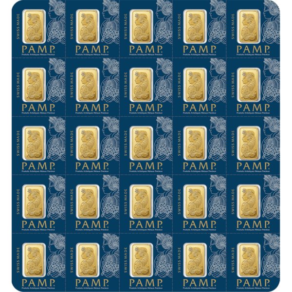PAMP Suisse Multigram+25 Lady Fortuna™ Gold Minted Bar (1g x 25) – 999.9 Fine Gold