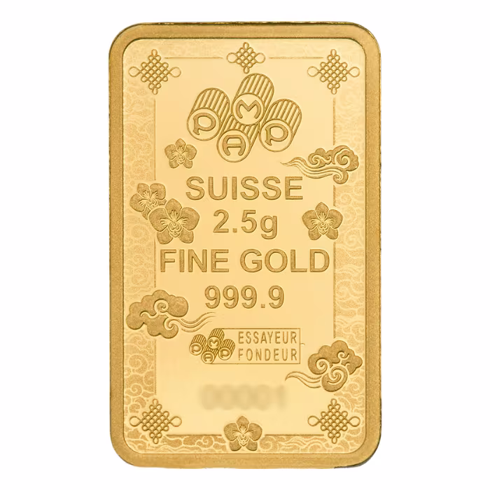 PAMP Suisse Lucky Cat 2.5g 999.9 gold bar in sealed CertiPAMP assay packaging