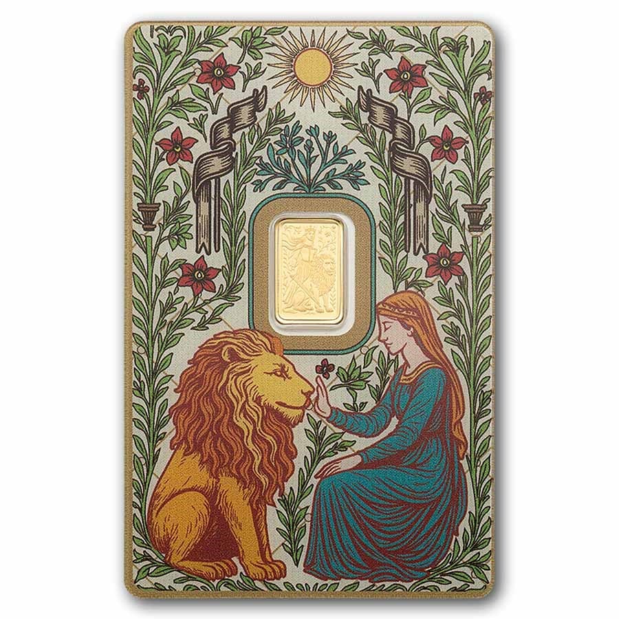 PAMP Suisse Una and the Lion 1g 999.9 gold bar in sealed CertiPAMP assay packaging
