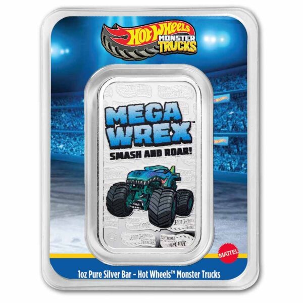 Hot Wheels Monster Trucks – Mega Wrex 1 Oz Silver Colourized Bar (Limited Edition)